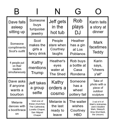 Bingo for 50 Year Olds Bingo Card