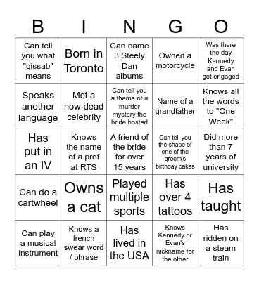 Bridal BBQ Bingo Card