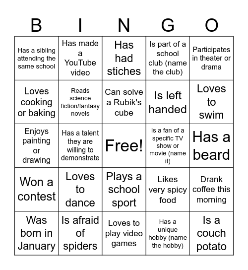 Dragon Pride Marching Band Bingo Card