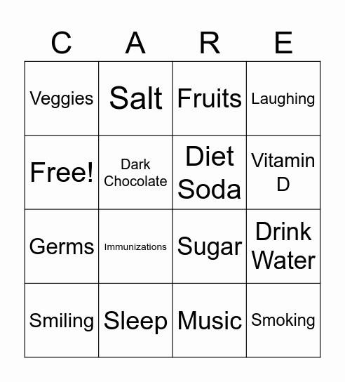 PLU Health Bingo Card