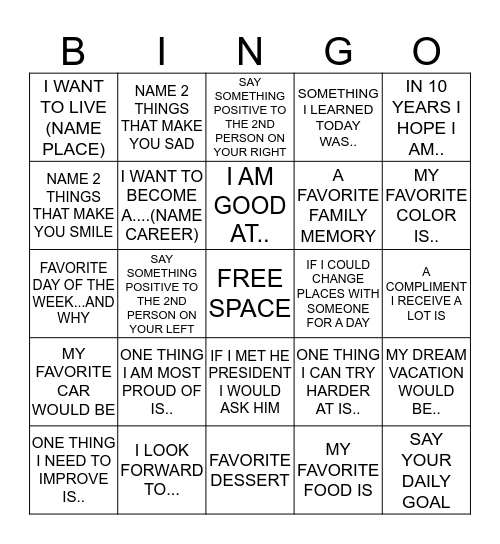 INTERACTIVE BINGO Card