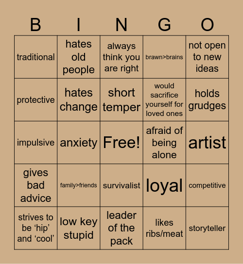 grug Bingo Card