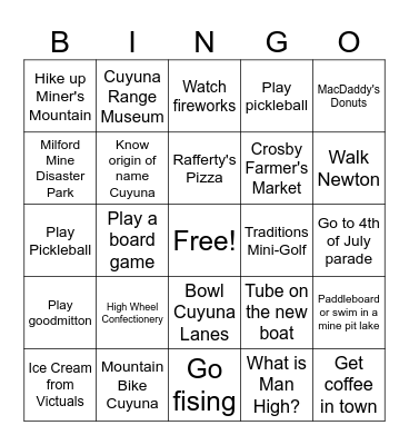 Crosby Bingo! Bingo Card