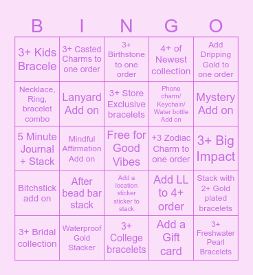 UPO Bingo Card