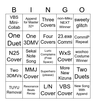 Sekai Broadcast Station #9 Bingo Card