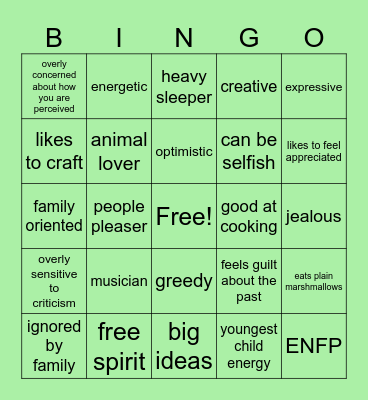 onceler Bingo Card