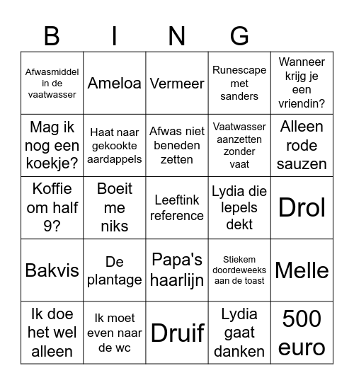 Eekhof bingo Card