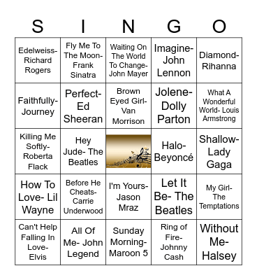 Music Sing-o Bingo Card