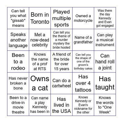 Bridal BBQ Bingo Card