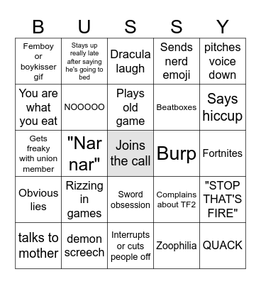 Catcher Bingo Card