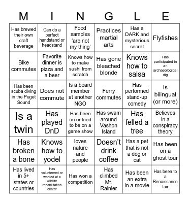 Bingo Mingle Bingo Card