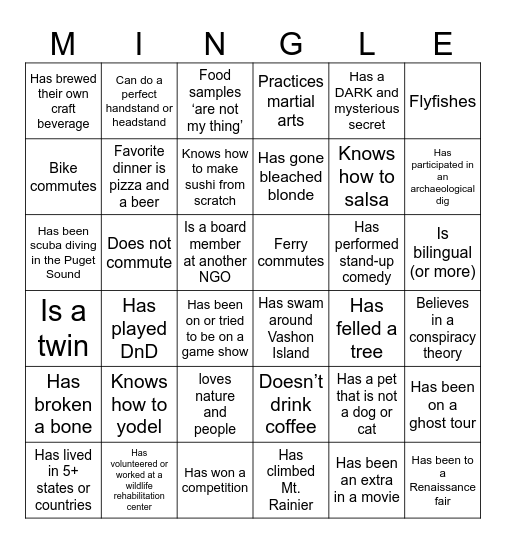 Bingo Mingle Bingo Card