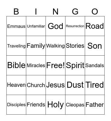 Road to Emmaus Bingo Card