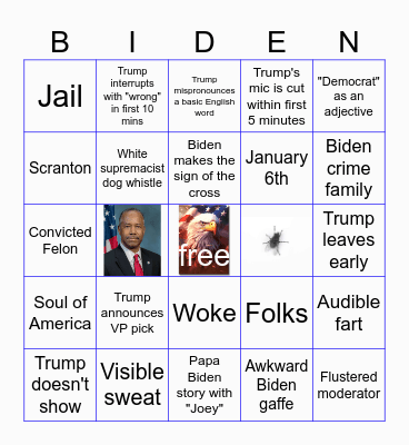 Presidential Debate Bingo Card
