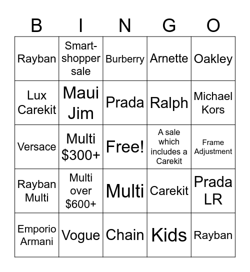 SGH BINGO Card