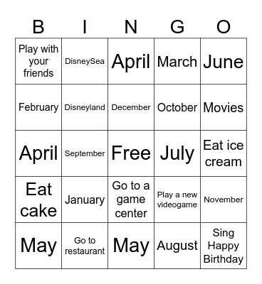 Birthday Bingo Card