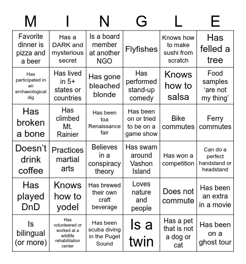 Bingo Mingle Bingo Card