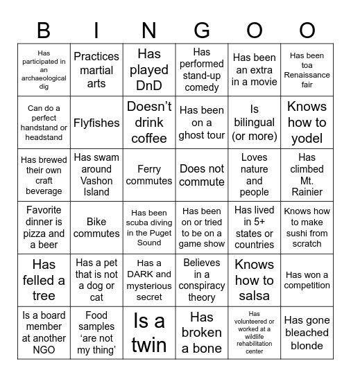 Bingo Mingle Bingo Card