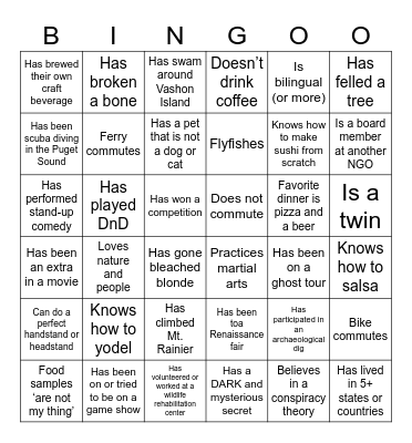 Bingo Mingle Bingo Card