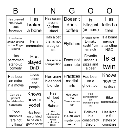 Bingo Mingle Bingo Card