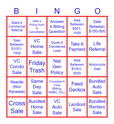 July Bingo Card
