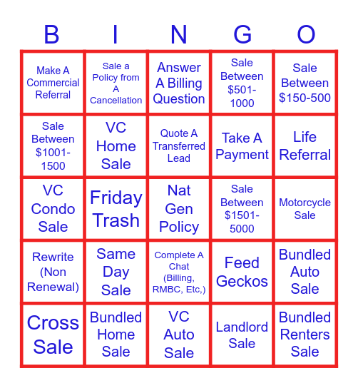 July Bingo Card