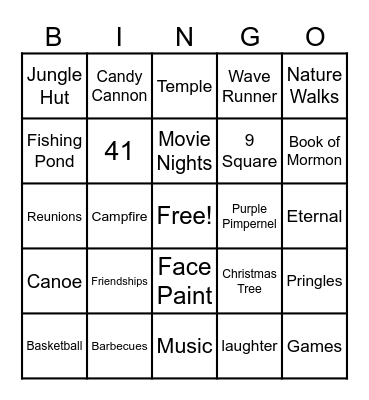 Fullmer Bingo Card