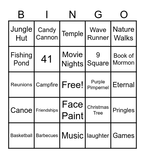 Fullmer Bingo Card