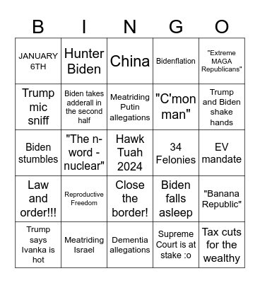 TRUMP-BIDEN Bingo Card