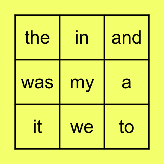 Essential spelling list 1 bingo card