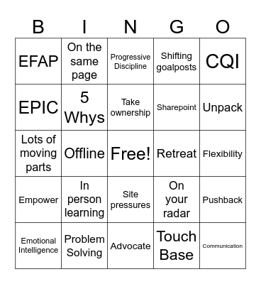 Buzzword BINGO Card