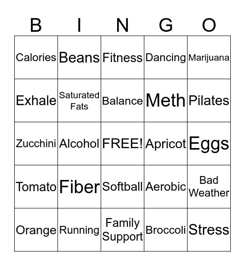 HEALTHY BINGO Card