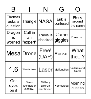 Skinwalker S5 E6 Bingo Card