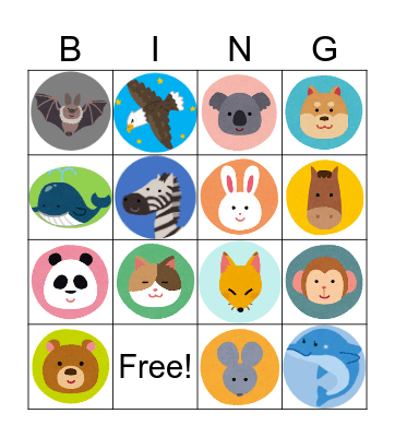 Animal Bingo Card
