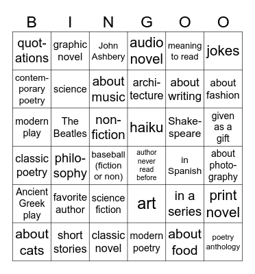 2024 Summer Reading Plan Bingo Card