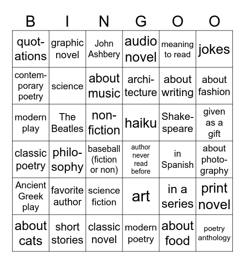 2024 Summer Reading Plan Bingo Card