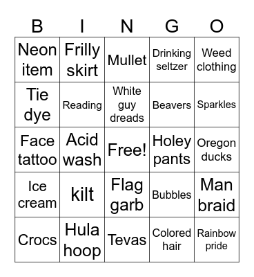 half shell Bingo Card