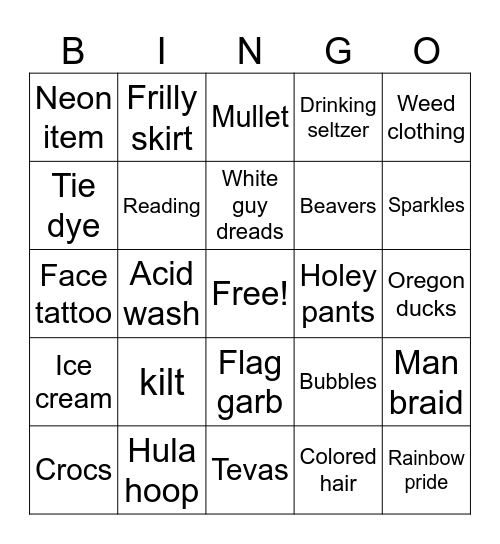 half shell Bingo Card