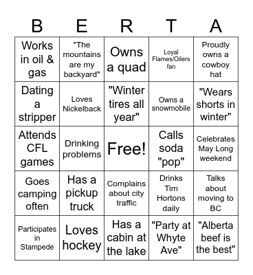 ALBERTA BINGO Card