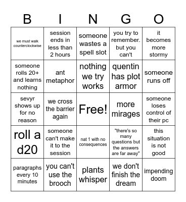 caelestys Bingo Card