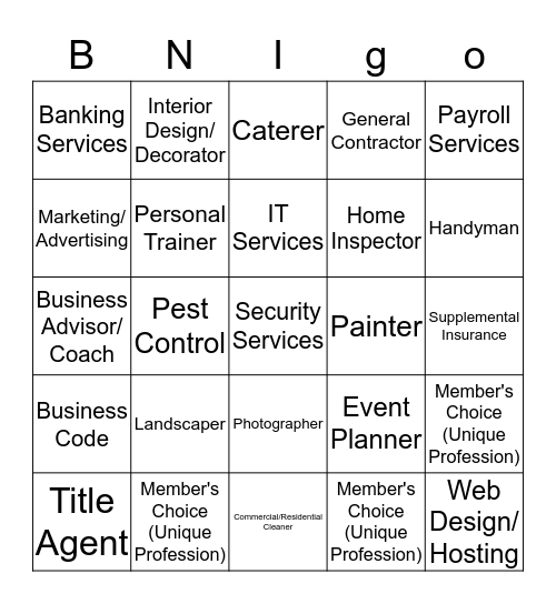 BNIgo Referral Magnets Bingo Card