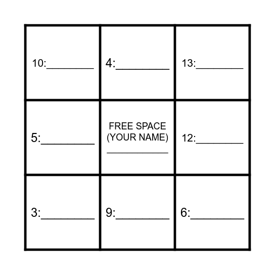 Bingo Inside Out Bingo Card