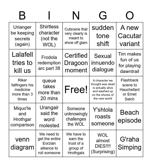 FFXIV BINGO Card