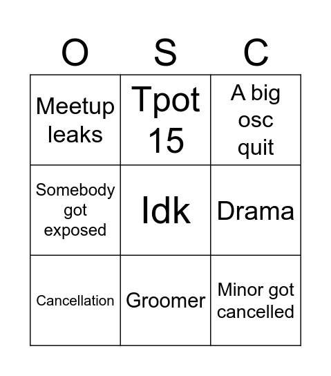 Osc 2024 prediction Bingo Card