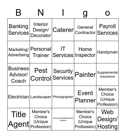 BNIgo Referral Magnets Bingo Card