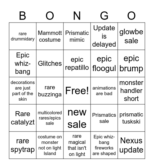 Skypainting bingo Card