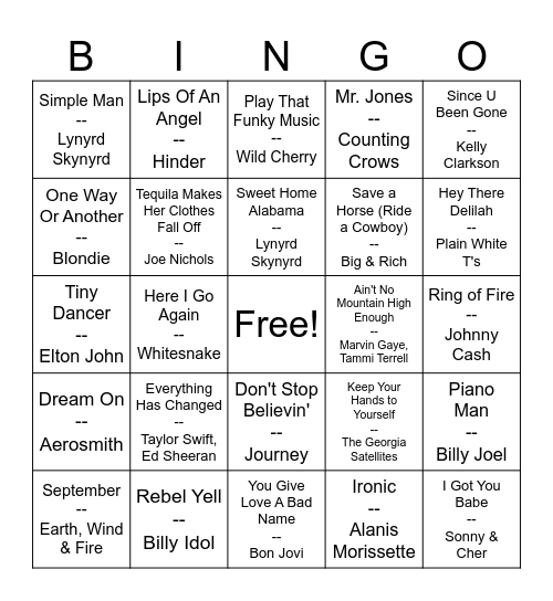 Bingo Goes Karaoke Bingo Card