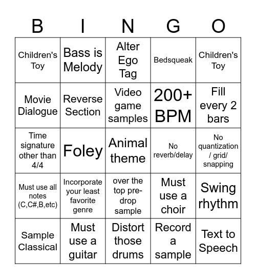 Codex Bingo Round 2 Bingo Card
