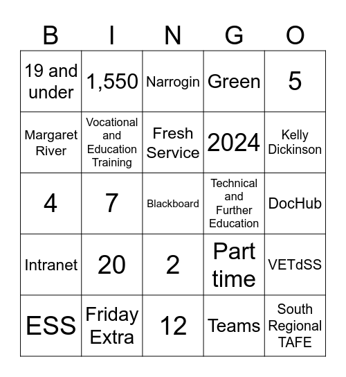 Staff Appreciation Day Bingo Card