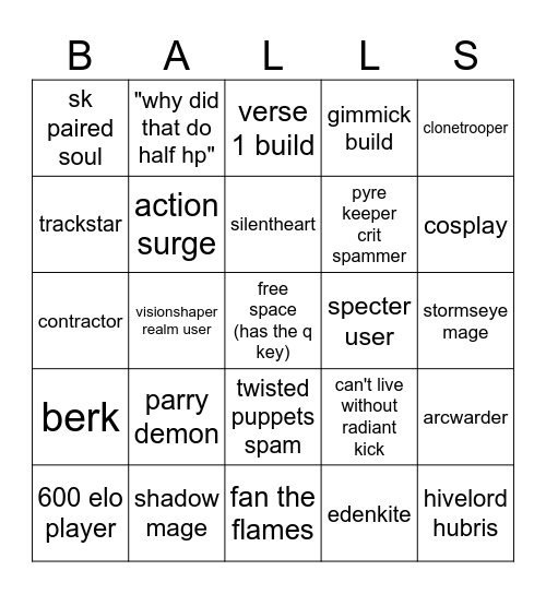chime Bingo Card